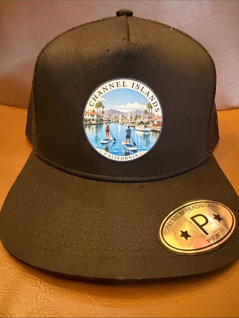 Channel Islands Black Trucker Cap - paddle boarding DTF logo -Men/womens